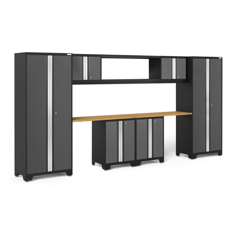 Ensemble d'armoires de rangement 9 pièces Bold 3.0 Series, gris, Bambou