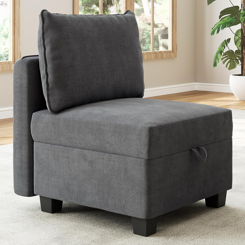 U-Shaped Modular Sectional with Storage & Ottomans, Grey