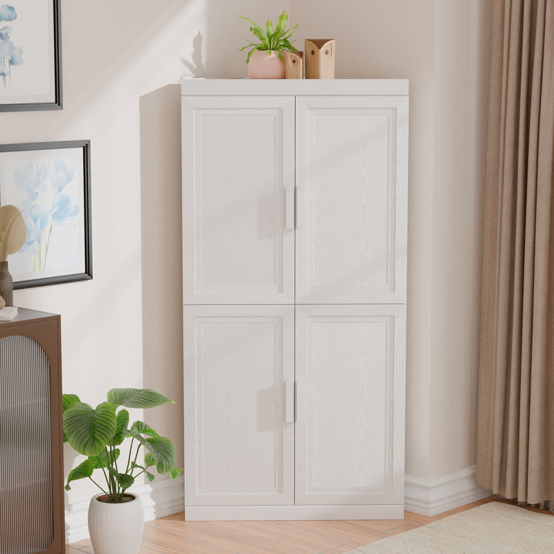 Corner Storage Cabinet, Stackable Corner Shelf for Living Room, Bedroom, Kitchen, Solid Wood Veneer (31" / 36" Options), 1