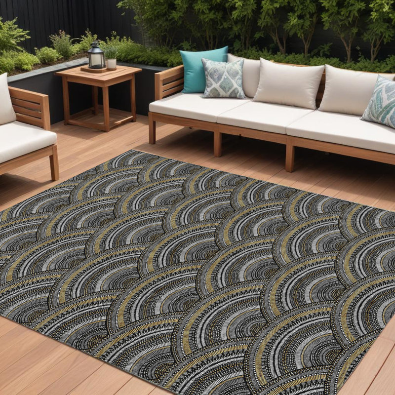 Tapis intérieur / extérieur ivoire lavable 9 pi x 12 pi noir