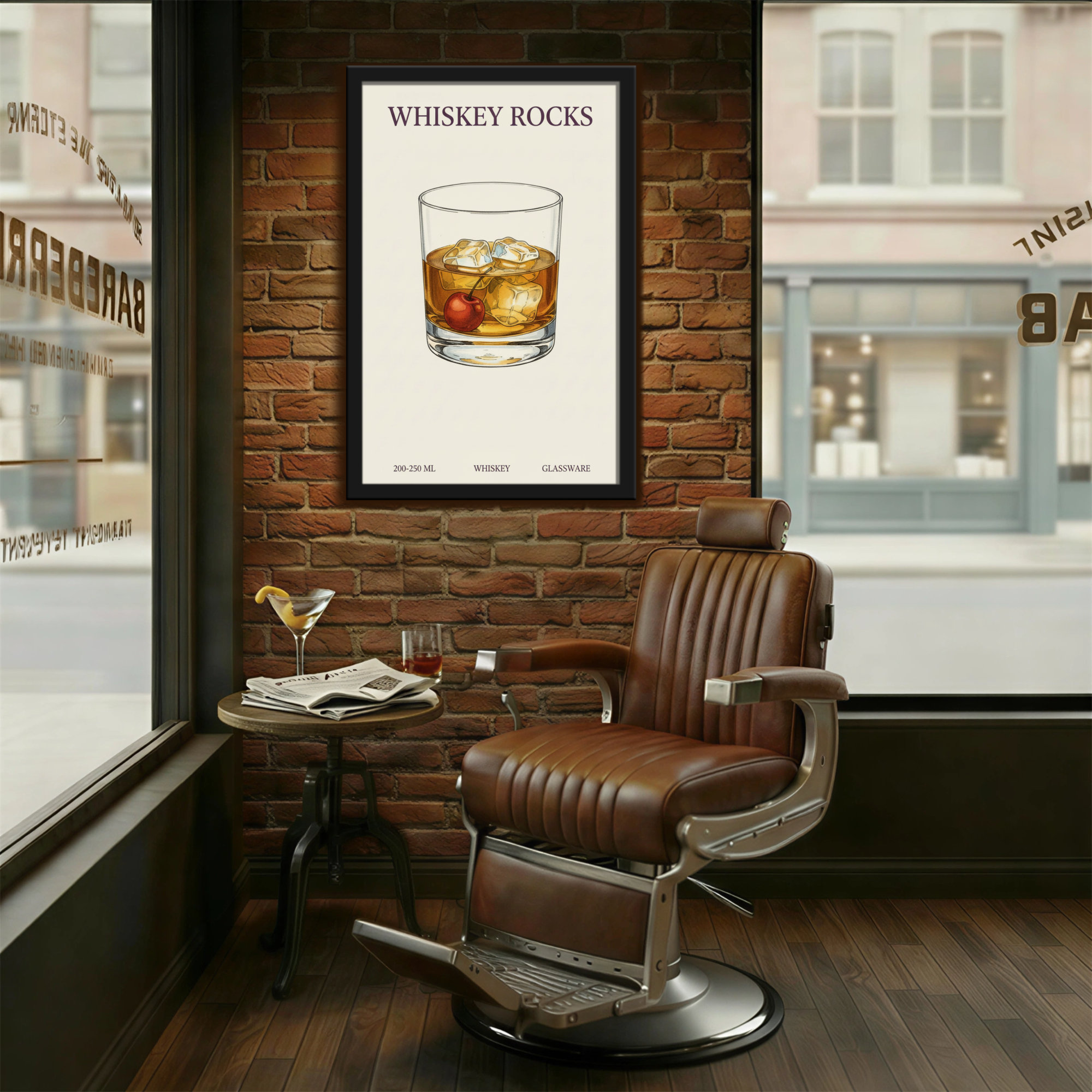 Winston Porter Fashion Whiskey Rocks Glassware Design Pattern Print ...