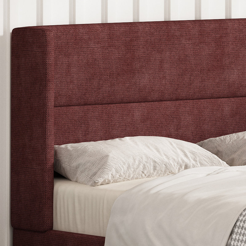 Moss Green Queen Upholstered Platform Bed with Storage