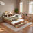 Wood Daybed With Storage Drawers, Side Shelves, Desk And Trundle-1422639671-1422639666