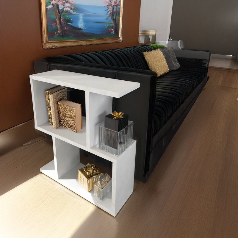 Table de bout géométrique en forme de S à 4 tablettes, H 22 po x l 20 po x P 7 po