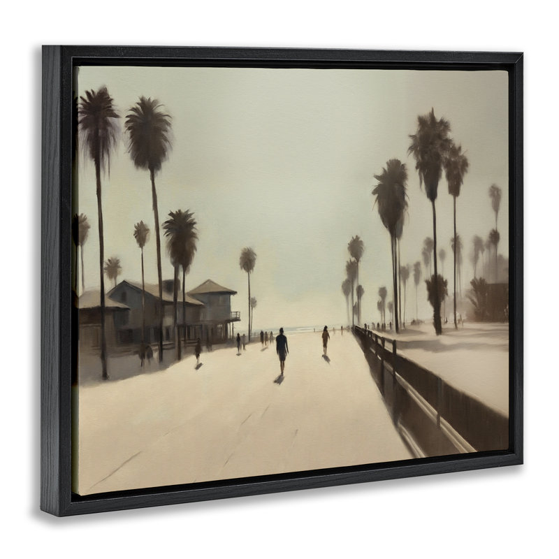  Art mural encadré flottant Miday Sun Beach View par Noah Bay, Cadre flottant noir de jais, H 17 po x l 21 po