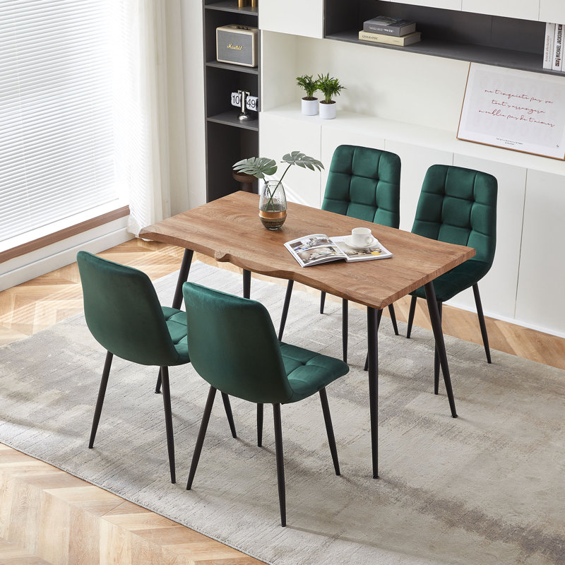 Lawanda Dining Table Set With 4 Chairs, Forest Green