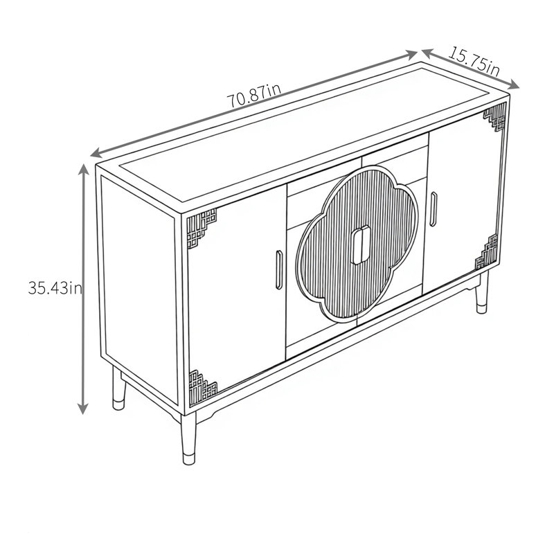High-End Retro Solid Wood Sideboard