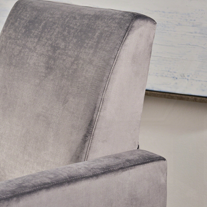 Push Back High Metal Leg Recliner, Gray Fabric