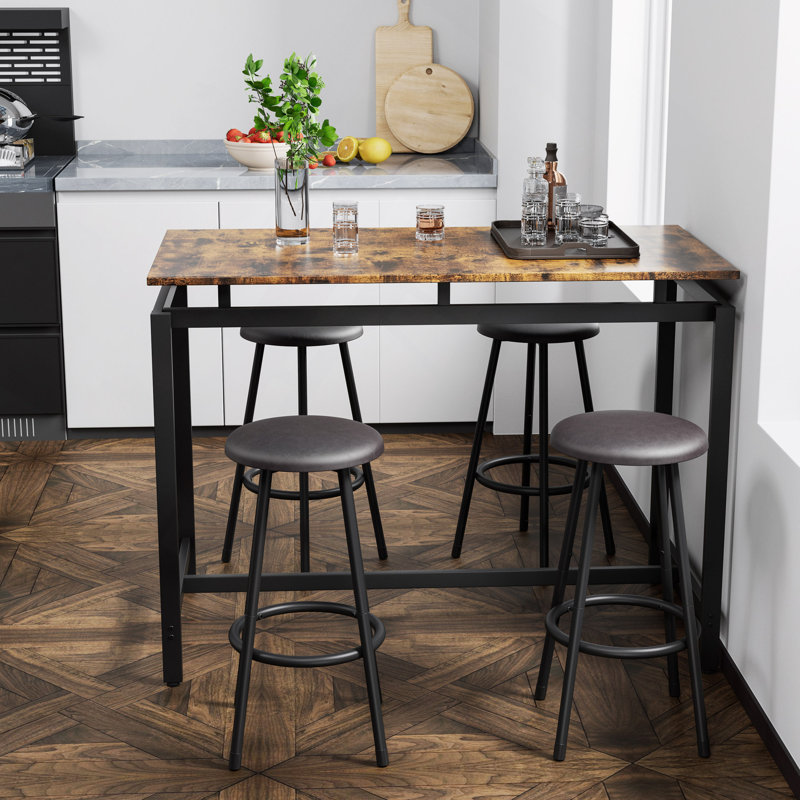 Ensemble de table de cuisine 5 pièces à hauteur de comptoir, table de bar avec 4 tabourets