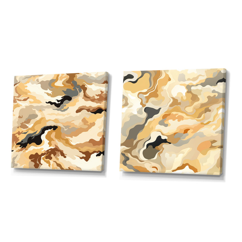 Conleigh - Ensemble de 2 impressions sur toile abstraites, Toile tendue, H 30 po x l 61 po x P 1 po