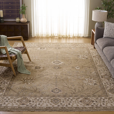 Kline Hand Knotted Nz Wool/Viscose Oriental Rug in Ivory