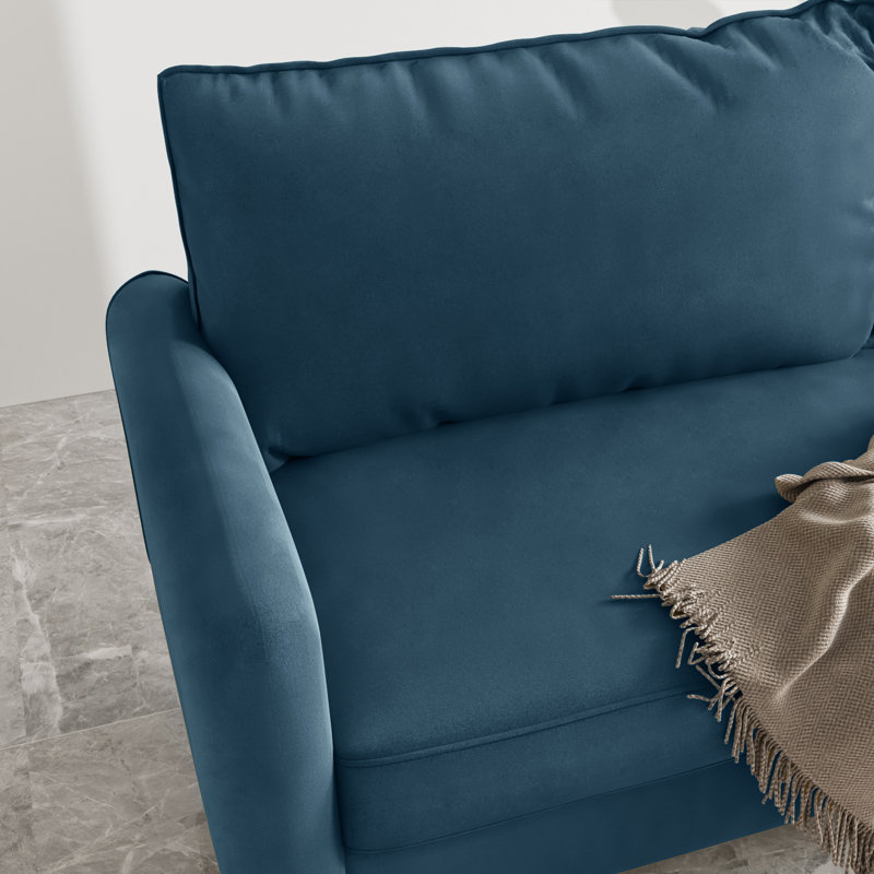 Siniard 70'' Upholstered Sofa, Prussian Blue Velvet, 33.1" H X 70" W X 31.7" D