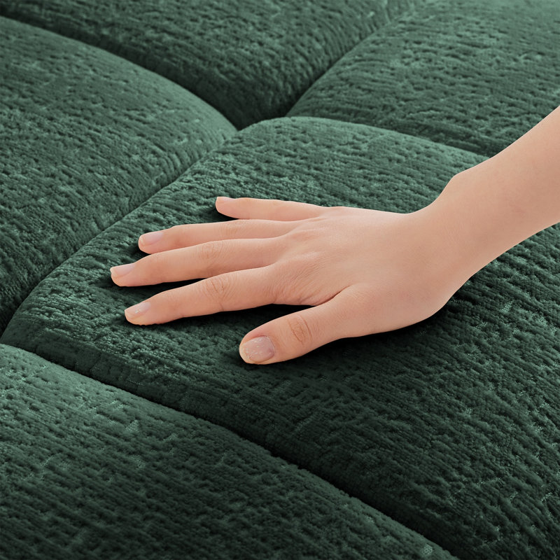 33 canapés vert chenille - repose-pieds, Vert