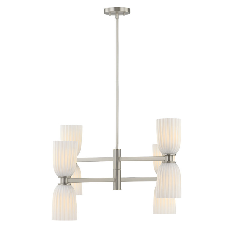 Lustre 8 lumières Aldegonde en nickel satiné, Satin Nickel