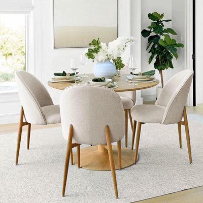  Chaise de salle à manger rembourrée avec pieds en métal (ensemble de 4) 