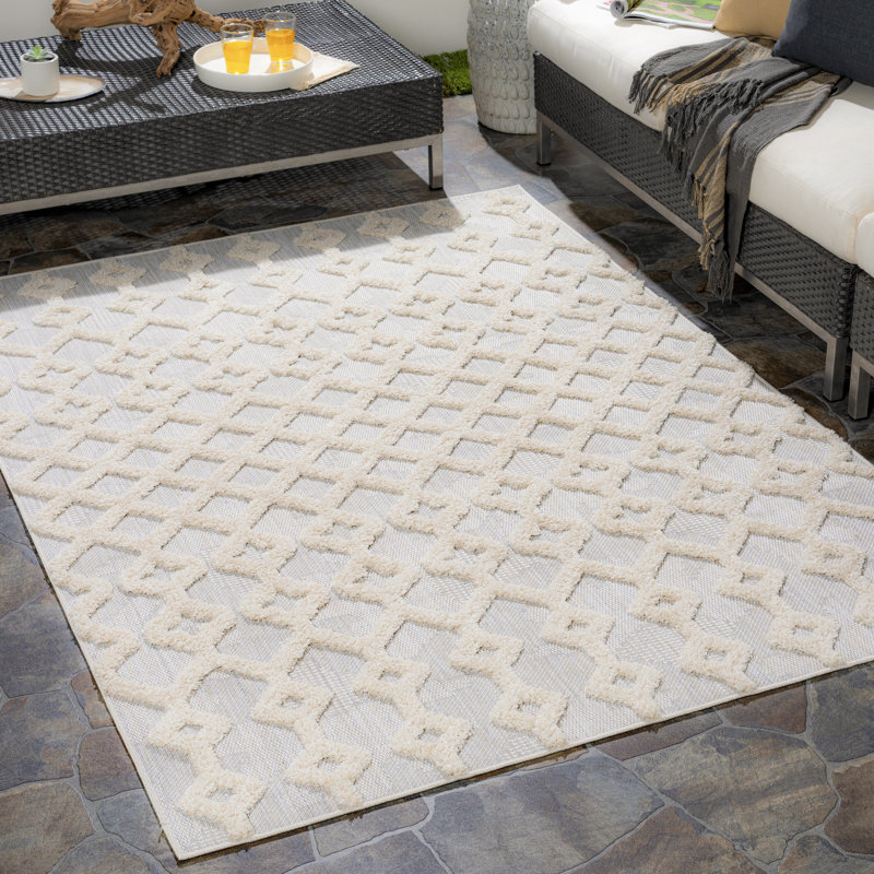 Lenwood Geometric Indoor / Outdoor Rug, Rectangle 5'3" x 7'