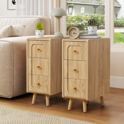 Narrow End Table With 3 Deep Drawers
