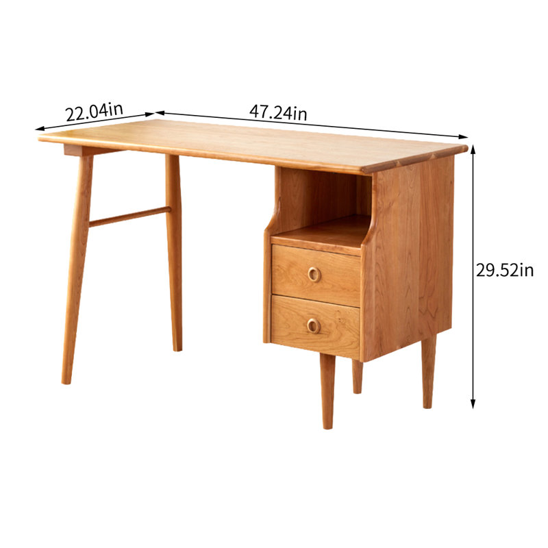 Bureau d'écriture rectangulaire moderne en bois de cerisier simple, H 29,52 po x l 47,24 po x P 22,04 po