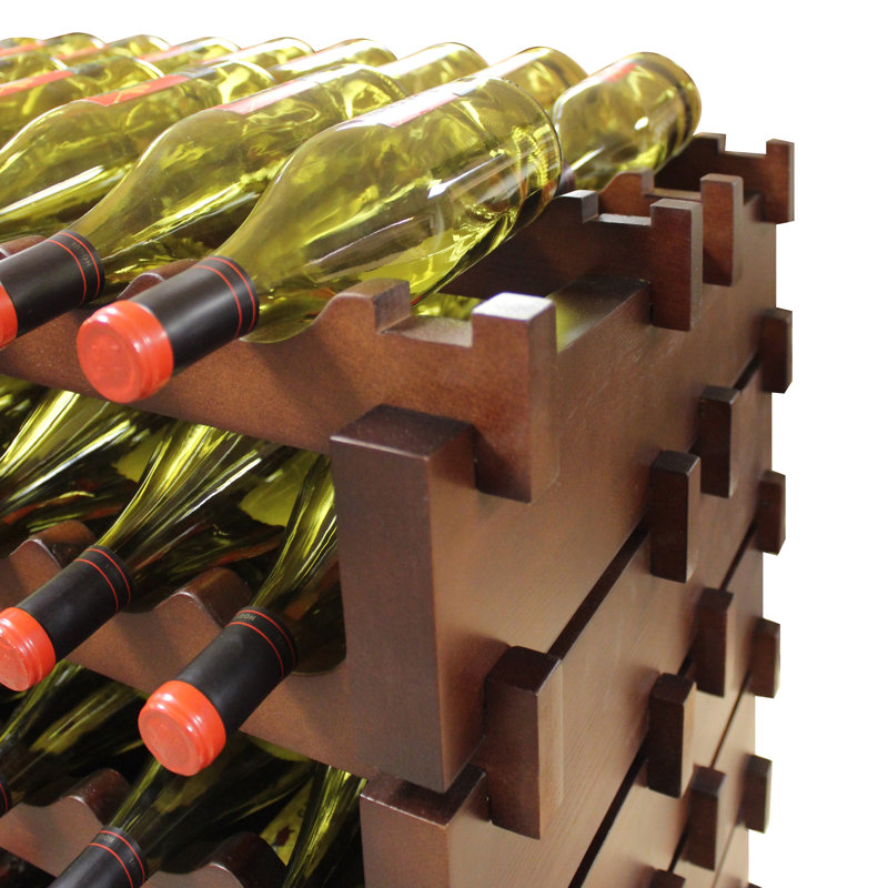 Support à vin double modulaire Vinotemp, capacité 108 bouteilles, en cerise, Bois brun foncé