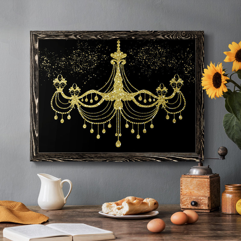 Golden Chandelier, reproduction sur toile encadrée, Noir, H 26 po x l 38 po x P 1,5 po