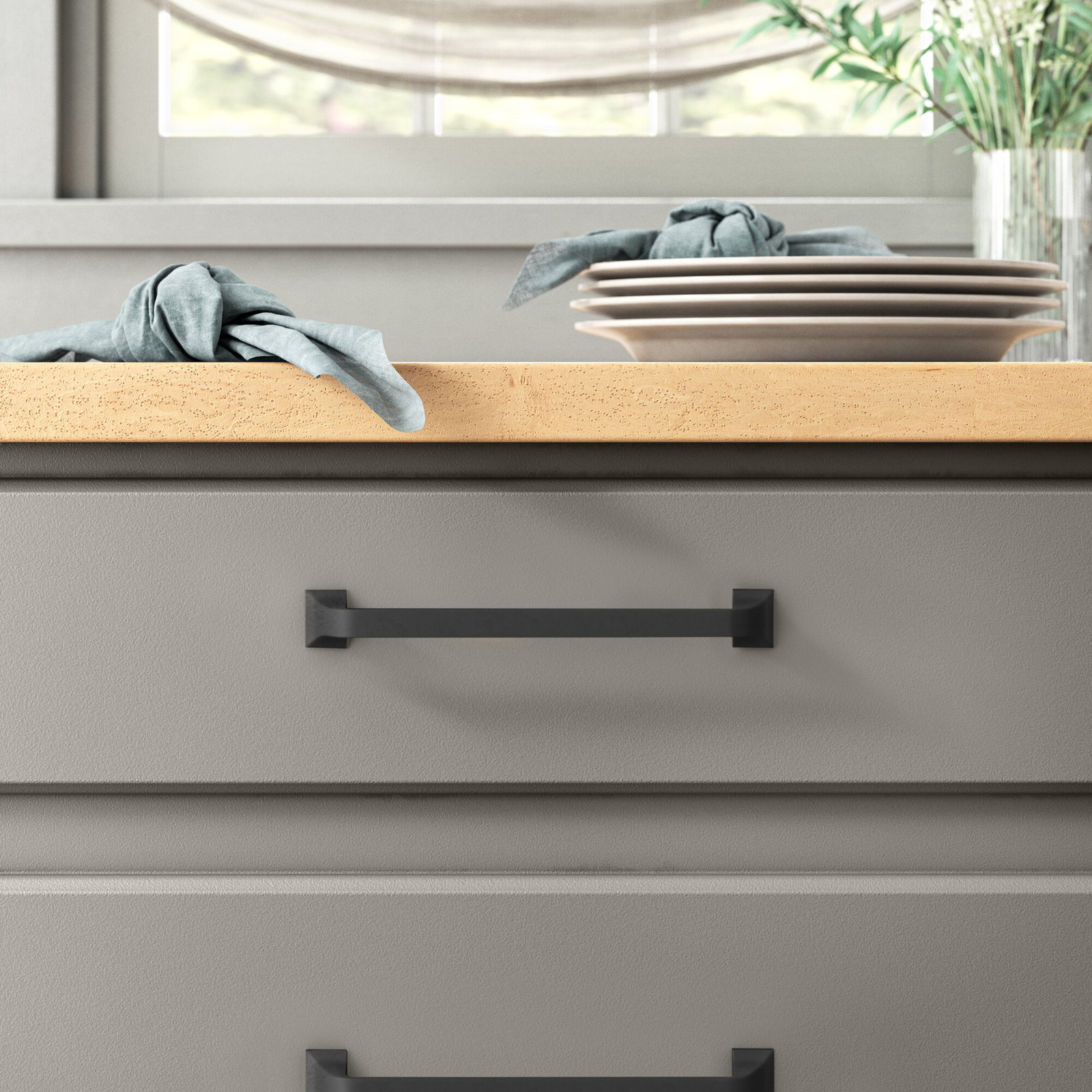 Forge Farmhouse Cabinet Pull, Black Iron, 6-5/16", Set of 1
