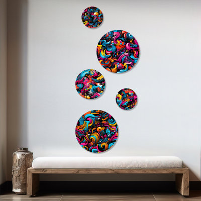 Christien - Geometric Modern Round Wall Art Set Of 5