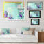 «Paintbrush Mauve and Turquoise Bird», reproduction sur toile flottante-295459735-295459734
