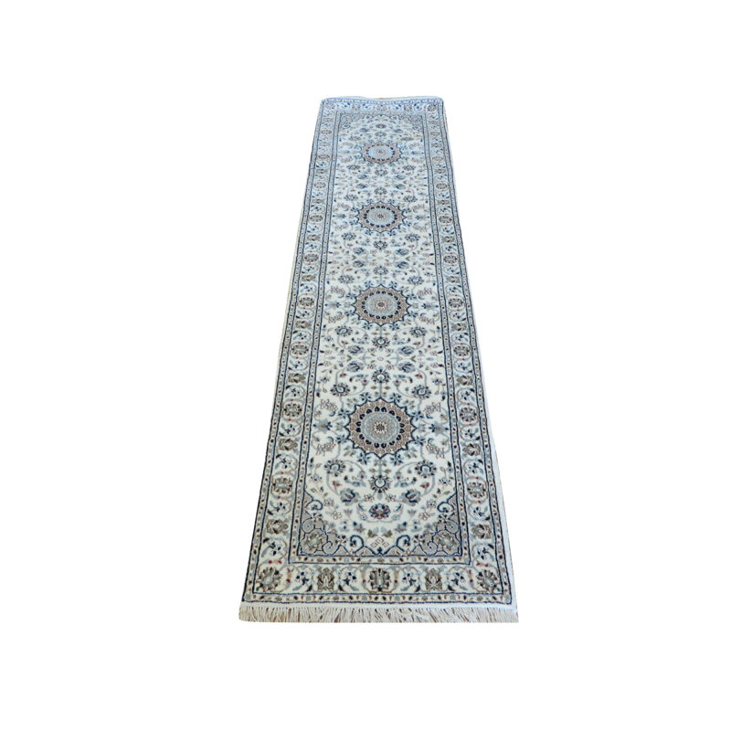Tapis de couloir de conception unique noué à la main Ivoire 2 pi 2 po x 8 pi Tapis décoratif
