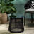 16.97" High Side Table With Woven Rope And Glass Top Weave Design Tempered - 15.27"W X 15.27"D