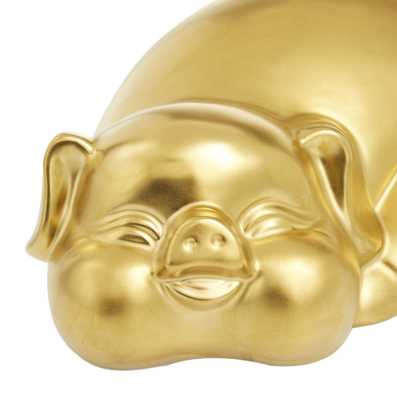 Porcelain Ceramic Pig Decorative Sculpture, Gold