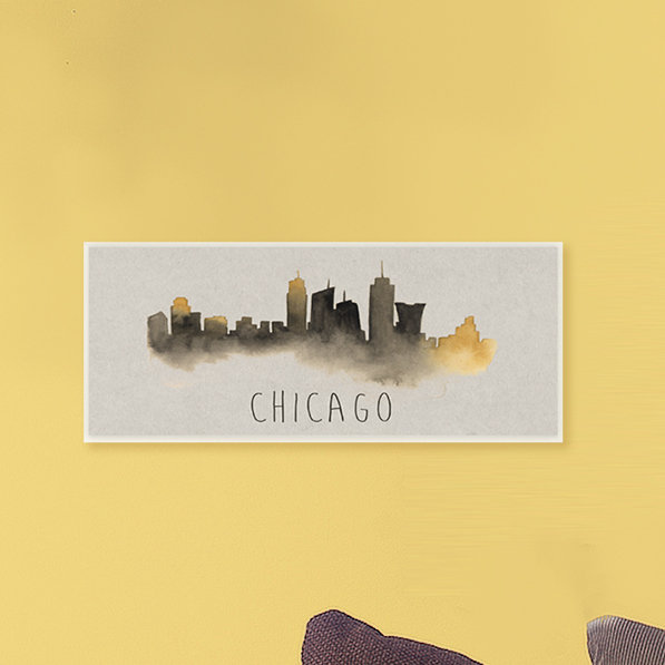 « chicago horizon silhouette », impression, H 7 po x l 17 po, Plaque murale