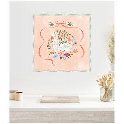 JL Zebra Floral and Bow by Jill Labieniec Framed Canvas Wall Art Print