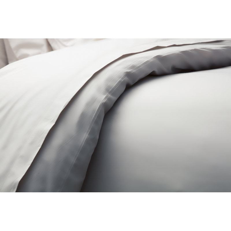 Cotton Solid Colour Duvet Cover Set with Pillowcases, Super King Duvet Cover + 2 Standard Pillowcases, Platinum