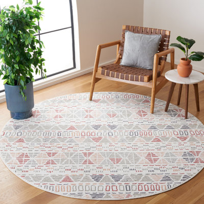Jamykal Southwestern Machine Woven Polypropylene Area Rug in Ivory/Grey/Rust