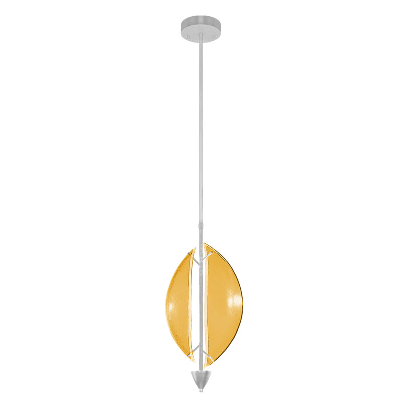 Luminaire suspendu rond l 11 po Embark, Feuille d'argent standard, Ambre