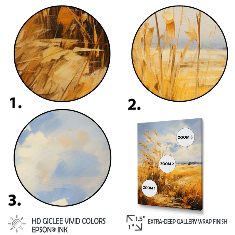 Décoration murale jaune, bleu, ciel audacieux et prairies dorées IV - Paysage et nature, H 32 po x l 16 po x P 1 po