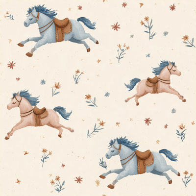 Papier peint galop, chevaux, aquarelle, décoration murale amovible pour chambre de bébé