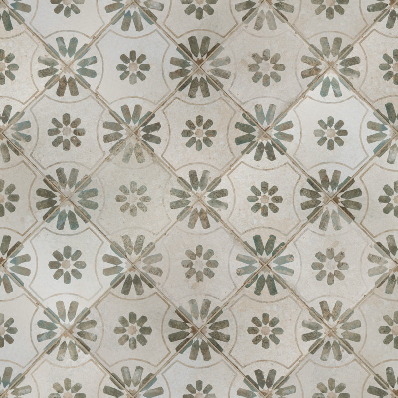 Carreau de céramique 17,63 po x 17,63 po Kings, Blanc vert