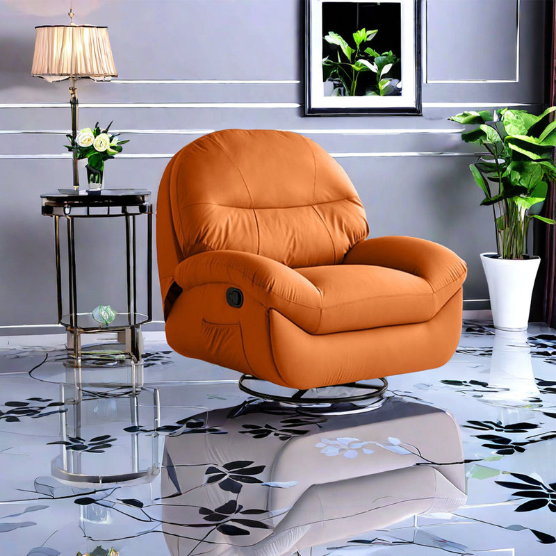 Nahlen Faux Leather Recliner, Orange