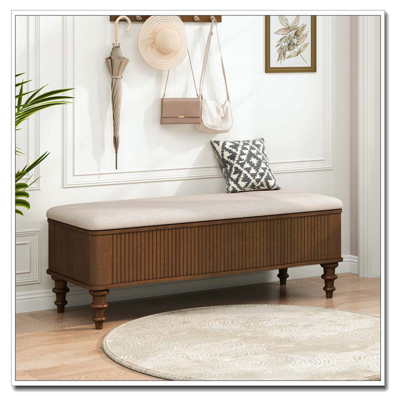 Banc de rangement avec repose-pieds 50,8 pouces, Noyer