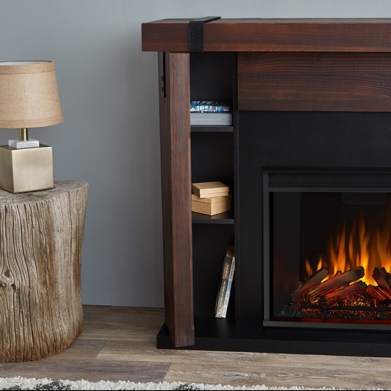Chestnut Barnwood Free-Standing Electric Fireplace with Mantel