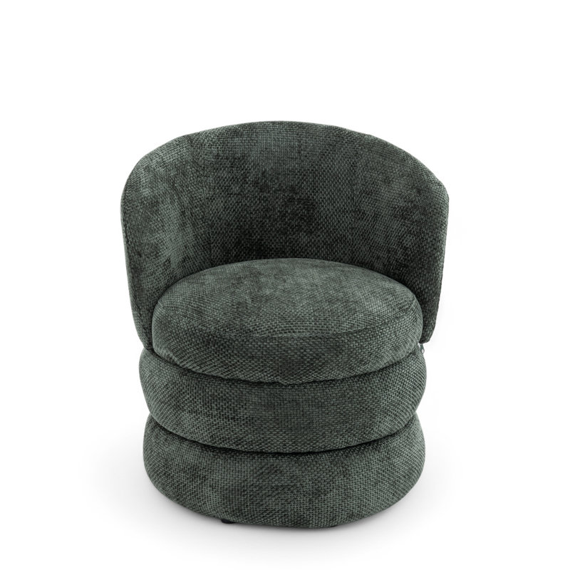 Upholstered Swivel Barrel Chair, Solo Green Chenille 