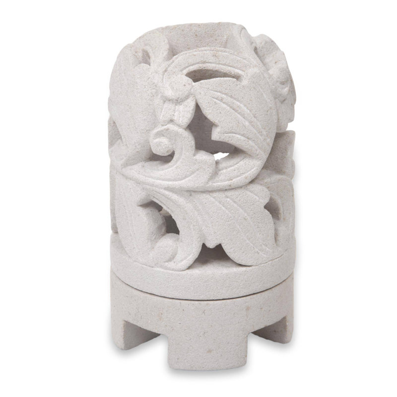 Photophore calcaire sculpture indonésien