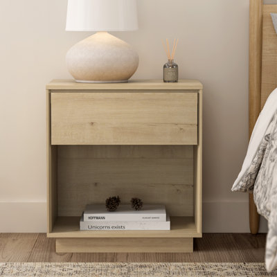 Table de chevet, table d'appoint en bois avec rangement et tablette ouverte
