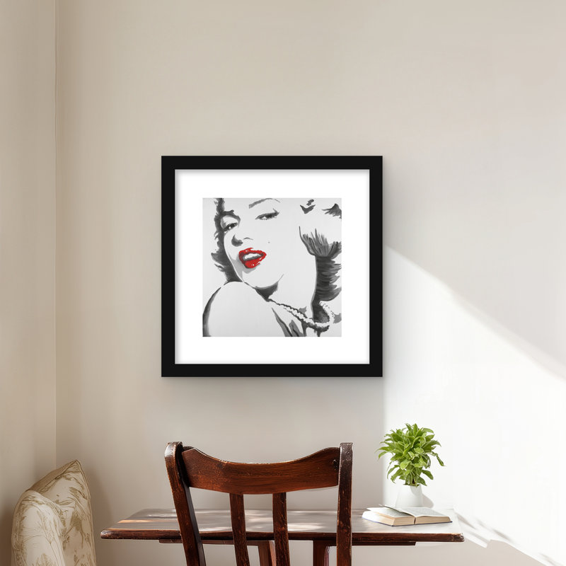 Marilyn Monroe, reproduction d'art encadrée, Noir, H 16 po x l 16 po