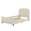 Upholstered Daybed With Classic Stripe Shaped Headboard-1453975509