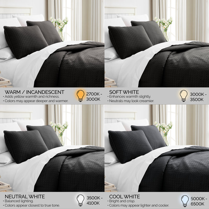 Southshore Fine Linens Vilano Oversized Quilt Set, Double-Brushed Microfiber Lightweight Quilted Bedding and 2 King Pillow Shams, King/California King, Black