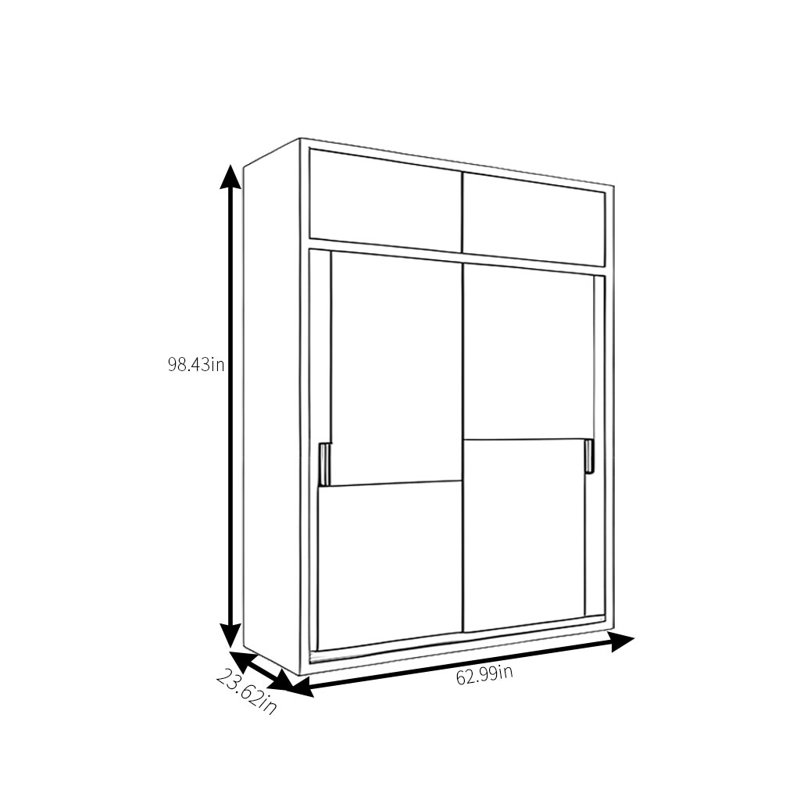 Armoire moderne à porte coulissante simple, H 98,43 po x l 62,99 po x P 23,62 po