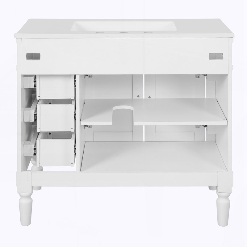Meuble-lavabo 36 po avec lavabo en céramique, White