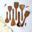 Ensemble d'ustensiles en bois naturel 6 - Pinces antiadhésives, spatule à long manche et louche pour la cuisine